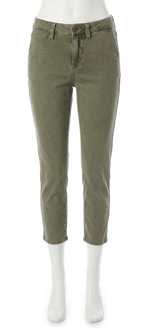 NEW PAIGE romy welt pocket trouser in vintage ivy green